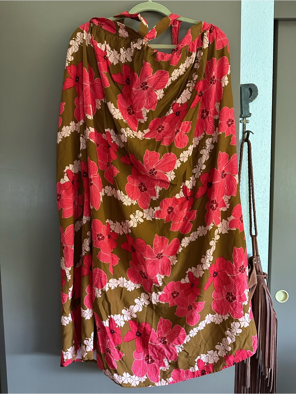 Aloha print halter maxi dress